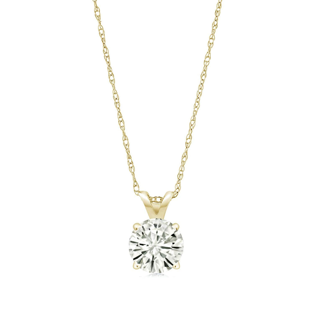.80 CTW Certified Genuine Moissanite Solitaire Pendant Necklace - Choice of 14k White or Yellow Gold