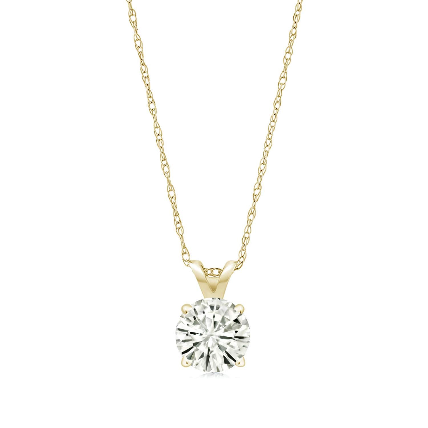 .80 CTW Certified Genuine Moissanite Solitaire Pendant Necklace - Choice of 14k White or Yellow Gold