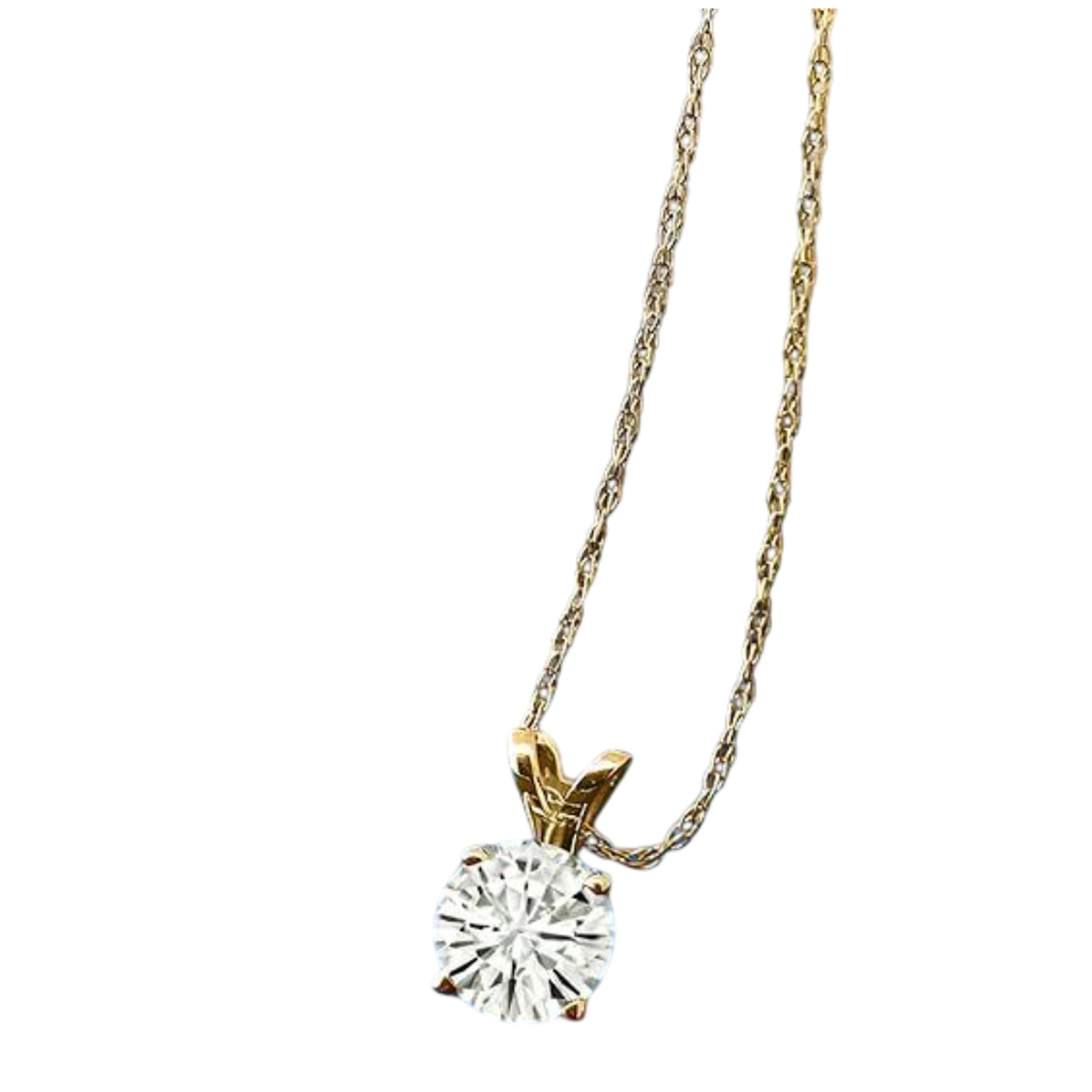 .80 CTW Certified Genuine Moissanite Solitaire Pendant Necklace - Choice of 14k White or Yellow Gold