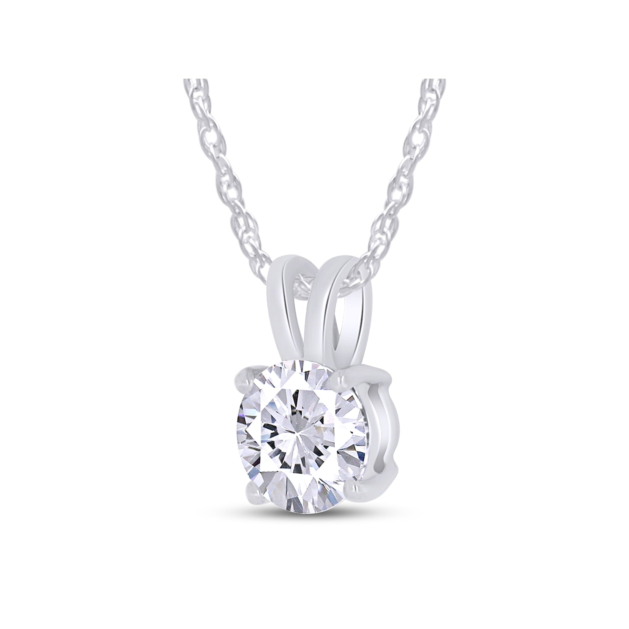 .80 CTW Certified Genuine Moissanite Solitaire Pendant Necklace - Choice of 14k White or Yellow Gold