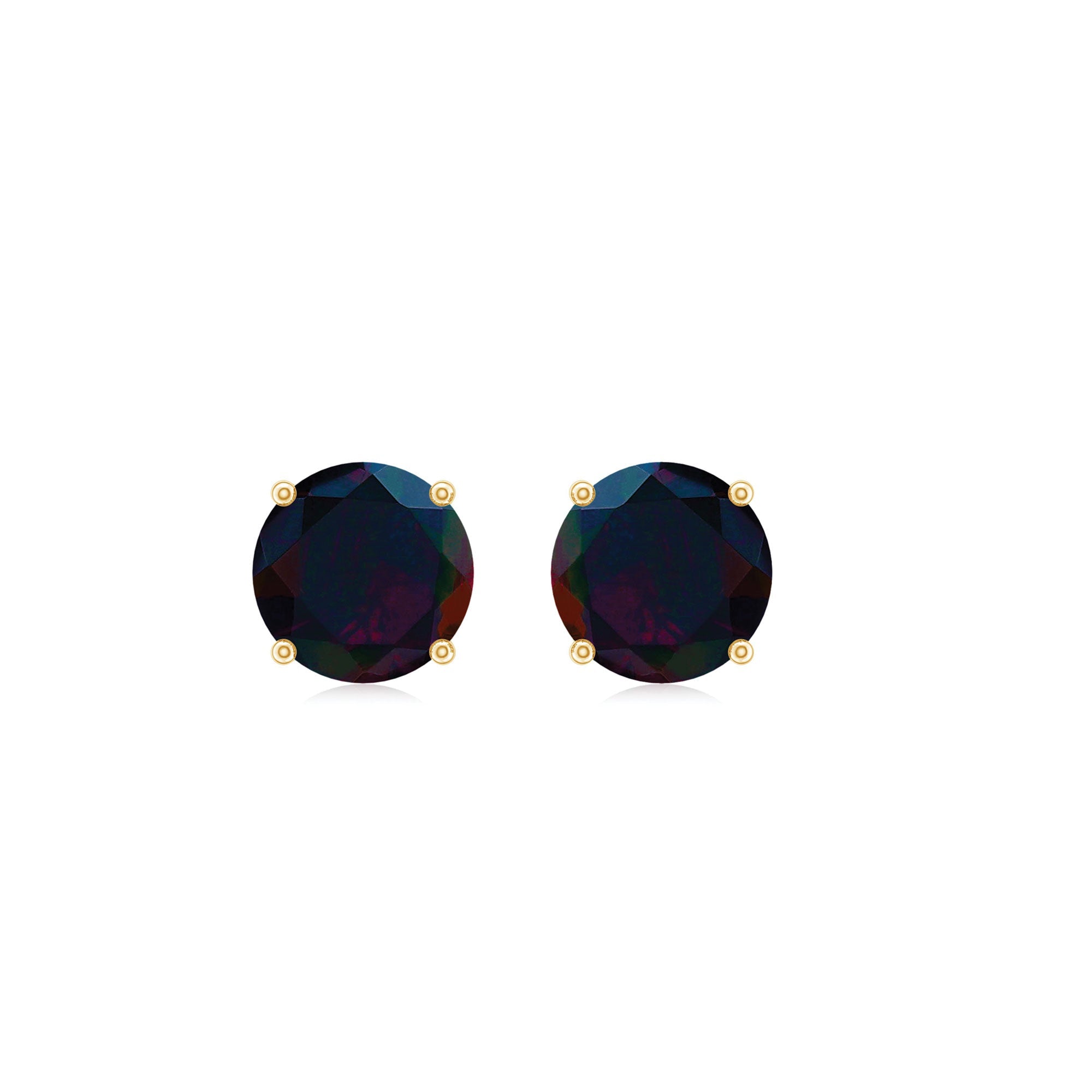 0.50 CT Round Shape Black Opal Solitaire Stud Earrings