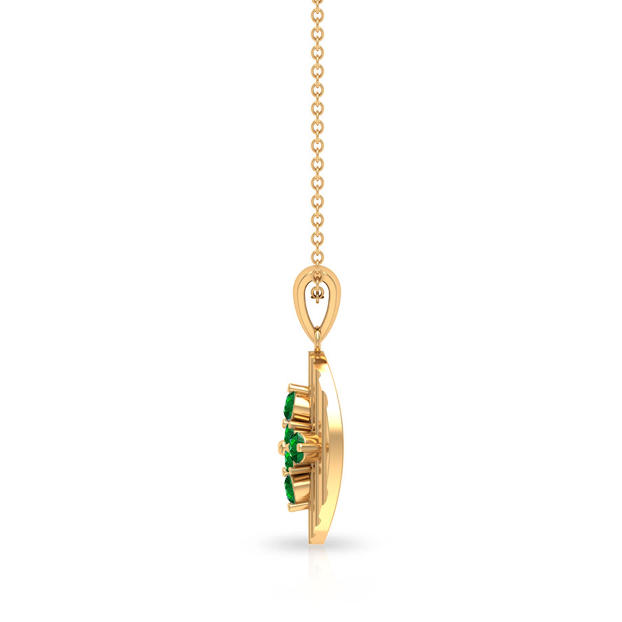 0.5 CT Emerald Cluster Gold Pendant Necklace in Prong Setting