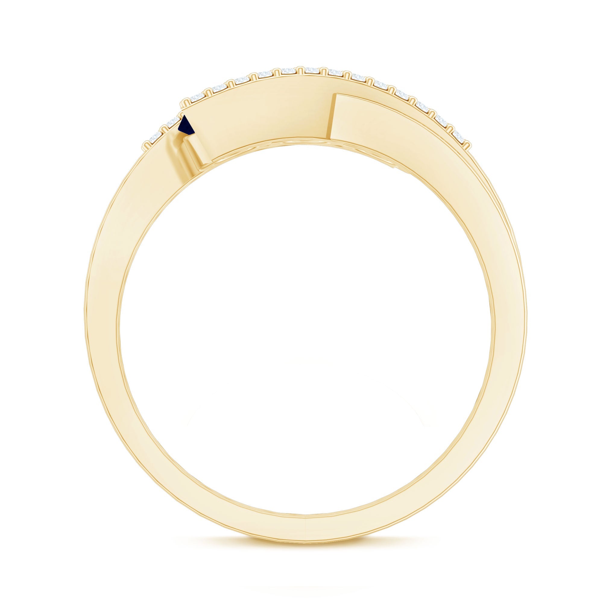 0.50 CT Blue Sapphire Three Stone Bypass Ring with Diamond Accent